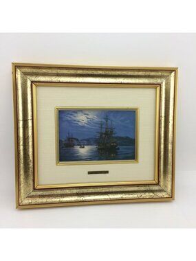 John Horton Art Work Lithograph 1/50 on Sterling Silver Italsilver Ships Framed